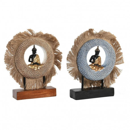 Dekoratiivkuju DKD Home Decor 19 x 6 x 25 cm Beež Sinine Buddha Idamaine (2 Ühikut)