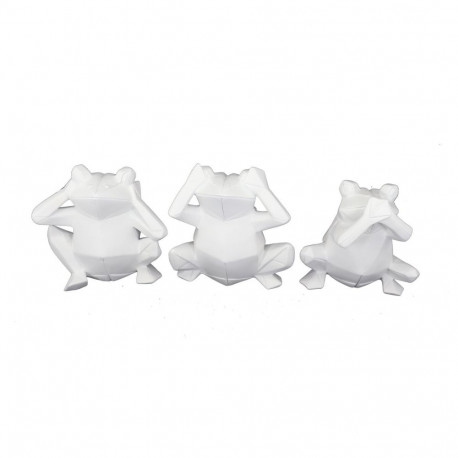 Dekoratiivkuju DKD Home Decor 18,5 x 13 x 17,8 cm Valge Konn (3 Ühikut)