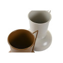 Vaas DKD Home Decor 13 x 12.5 x 17 cm Beež Metall Oranž Sinep (2 Ühikut)