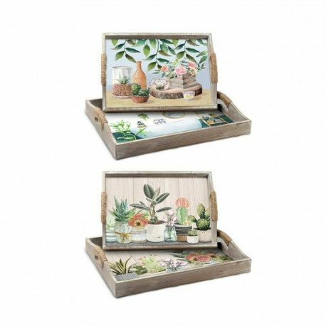 Kandikute komplekt DKD Home Decor 40 x 30 x 6 cm Puit MDF (2 Ühikut)