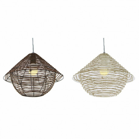 Ceiling Light DKD Home Decor White Brown Black Natural Metal Rope Plastic 50 W 220 V Urban 38 x 38 x