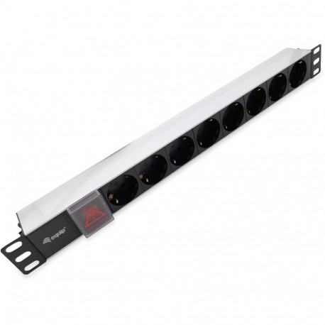 "Equip Steckdosenleiste 19""(1HE)8fach Schukon. 1.8m Alu Sch"