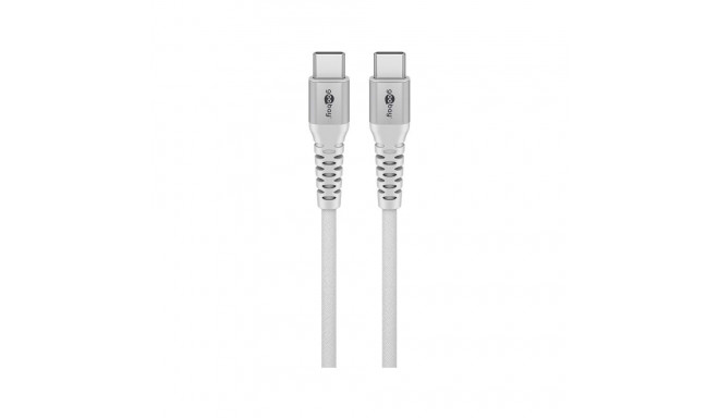 USB-C kaabel 0.5m, metallist pistik, ekstra pehme tekstiilist kate, valge