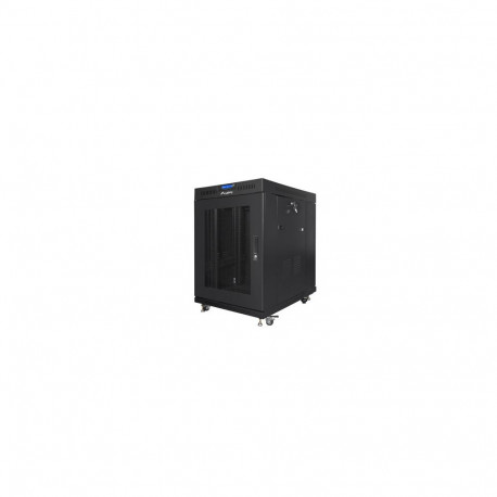 Lanberg 19" põrandal seisev 15U/800x1000 (kokkupandav) võrguksega, LCD, FF01-8015-23BL, must serveri