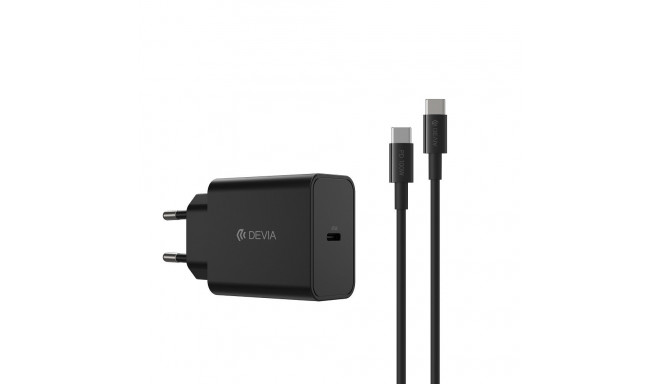 Devia wall charger Rocket PD 45W 1x USB-C black+ cable USB-C - USB-C