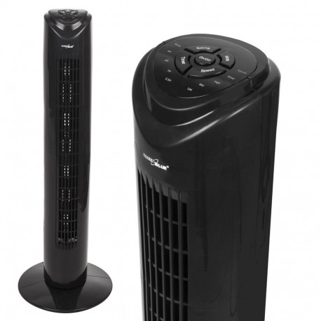 GreenBlue 45W tower fan with 3 levels of airflow, 82cm high, 1.5m cable, with remote control and tim
