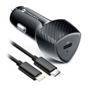 Forcell FORCELL F-ENERGY Carbon CC50-1C car charger Type C + cable Type C to Lightning PD 3A 20W bla