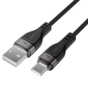 Acefast C11-04 USB-A to USB-C Magnetic Cable 3A Fast Charging 1.2m Braided Snap-On Connector Black