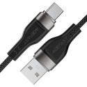 Acefast C11-04 USB-A kuni USB-C Magneetkaabel 3A Kiire Laadimine 1.2m Punutud Snap-On Ühendus Must