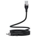 Acefast C11-04 USB-A kuni USB-C Magneetkaabel 3A Kiire Laadimine 1.2m Punutud Snap-On Ühendus Must