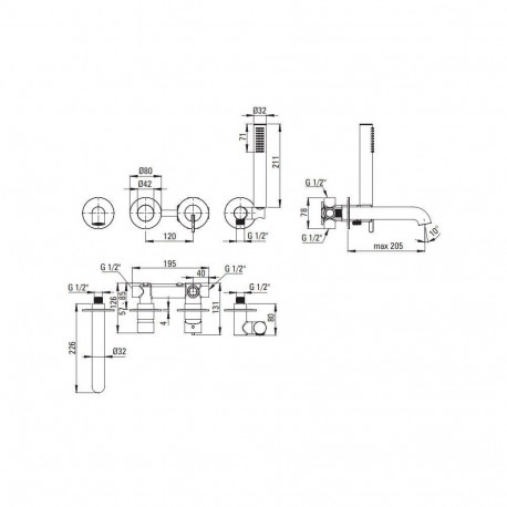 SILIA 4 HOLES BATH MIXER CONCEALED BRG