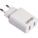 10x1 Grixx toiteadapter 220V kahe USB A valge