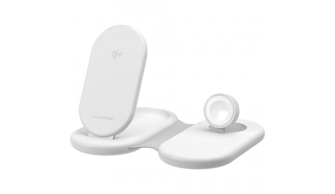 Alogic PackAway 3-in-1 Qi2 juhtmevaba laadimisalus valge