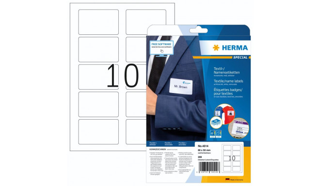 Herma Textil-/nimelipikud 20x80mm 200 tükki valged 4514