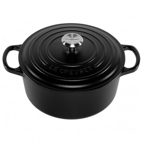 Le Creuset Signature ümmargune pajaroog 22 cm must