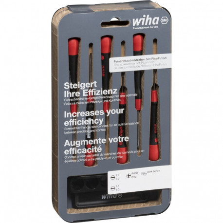 Wiha Picofinish Screwdriver Set Slotted & Phillips, 7 pcs