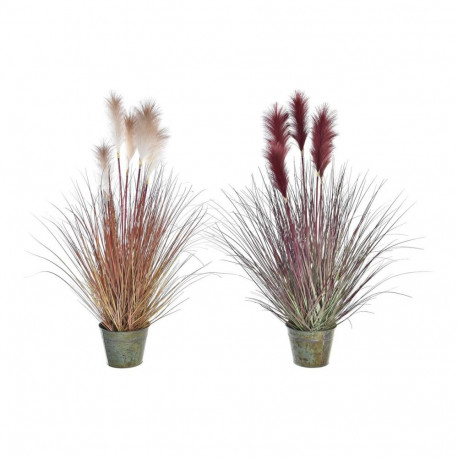 Dekoratiivne Taim DKD Home Decor Oranž Polüetüleen Burgundiapunane Messing 20 x 20 x 90 cm (2 Ühikut