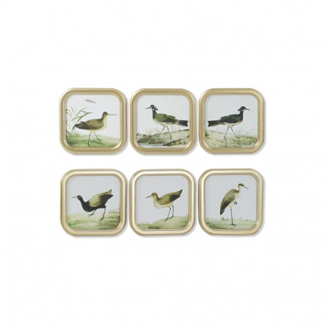Painting DKD Home Decor Birds Cottage 30 x 2 x 30 cm (6 Units)