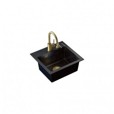 Steiner ART JOHNNY 110 sink (50x47x18.5) Steingran Art Gold Black Pearl with manual siphon, Naomi ta