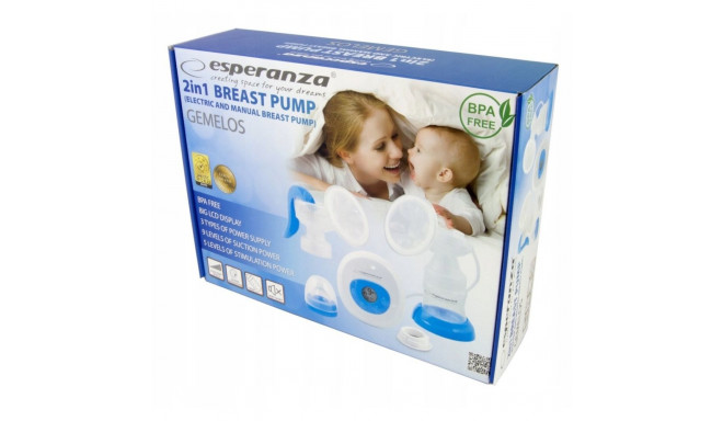Breast pump - Esperanza ECM003B 2-in-1 Electric/Manual Blue