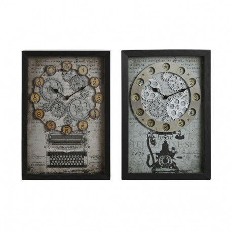 Seinakell Home ESPRIT Kollane Valge Must Hall Metall Kristall Vintage 27,5 x 6,5 x 40,5 cm (2 Ühikut