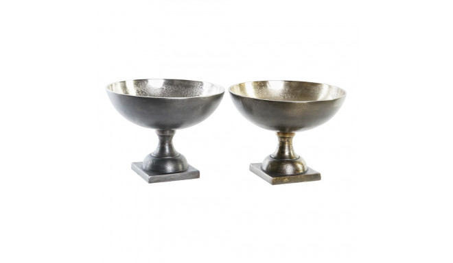 Centerpiece DKD Home Decor Golden Silver Aluminium 25 x 25 x 19 cm (2 Units)