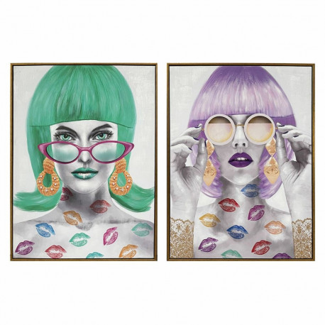 Maal DKD Home Decor 60 x 3,5 x 80 cm Fashion Girls (2 Ühikut)
