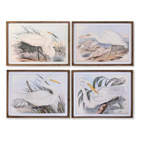 Maal DKD Home Decor Kuusk Kristall 70 x 50 x 2 cm Heron (4 Tükid, osad)