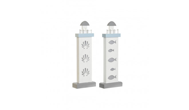 Dekoratiivkuju DKD Home Decor 14 x 5,5 x 40 cm Sinine Valge Esilatern Spiraalid Karp Vahemere (2 Ühi