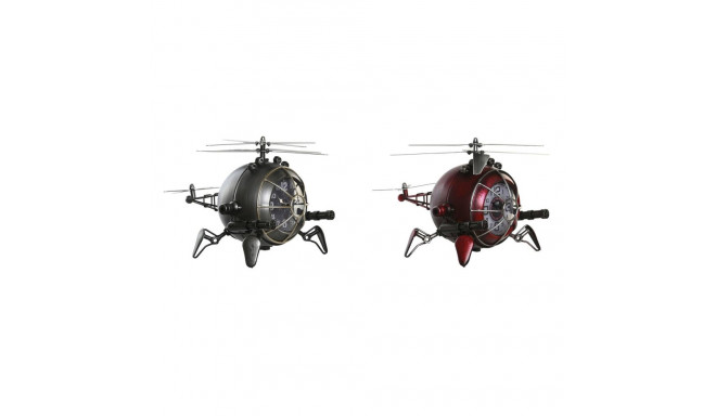 Table clock DKD Home Decor Red Silver Helicopter (2 Units)