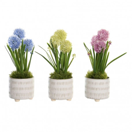 Dekoratiivne Taim DKD Home Decor Vaht Sinine Roosa Kollane polüpropüleen 15 x 15 x 30 cm (3 Tükid, o