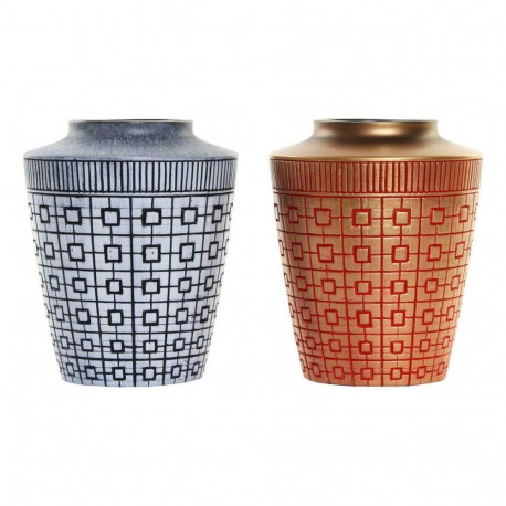 Vaas DKD Home Decor 8424001822065 Sinine Punane Vaik Kuldne Idamaine 17 x 17 x 20 cm (2 Ühikut)