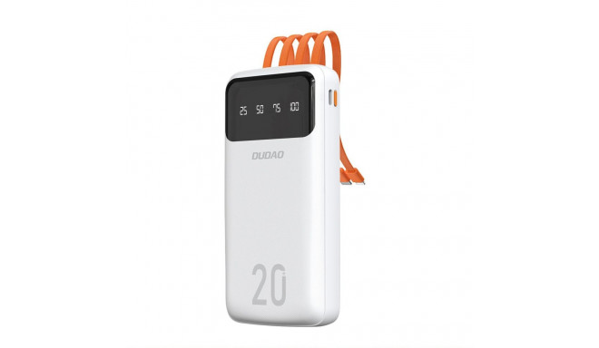 Dudao capacious powerbank with 3 built-in cables 20000mAh USB Type C + micro USB + Lightning white (