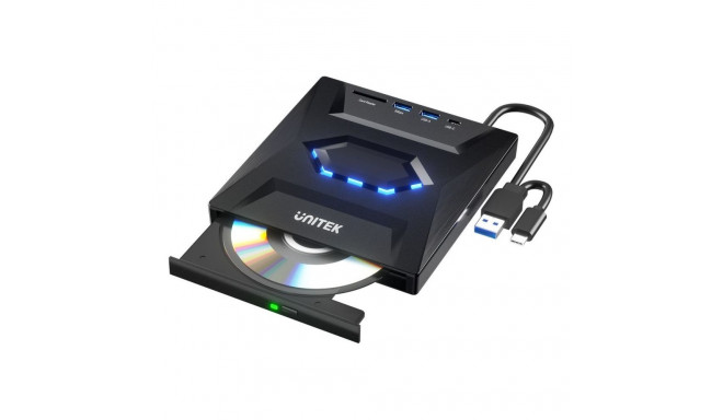 Unitek DVD-mängija Unitek väline DVD/CD-salvestaja, 5Gbps USB-jaotur, SD-kaardilugeja