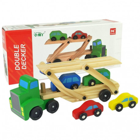Lean Sport Wooden Green Tow Truck with Cars Blocks