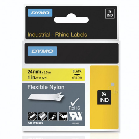 Dymo Schriftband Rhino must kollane (1734525)