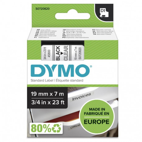 Dymo Schriftband 45800 must läbipaistev (S0720820)