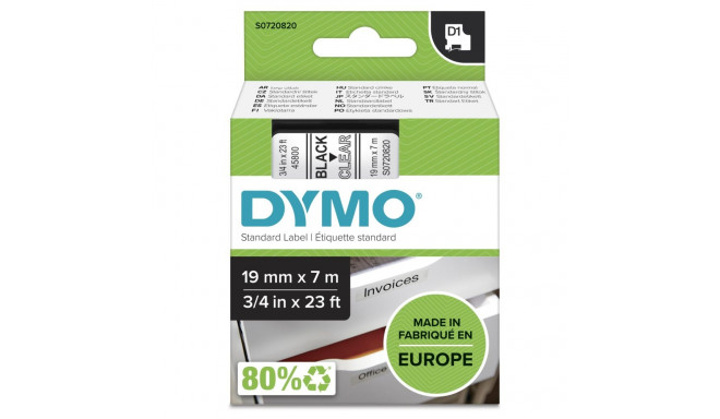 Dymo Schriftband 45800 must läbipaistev (S0720820)