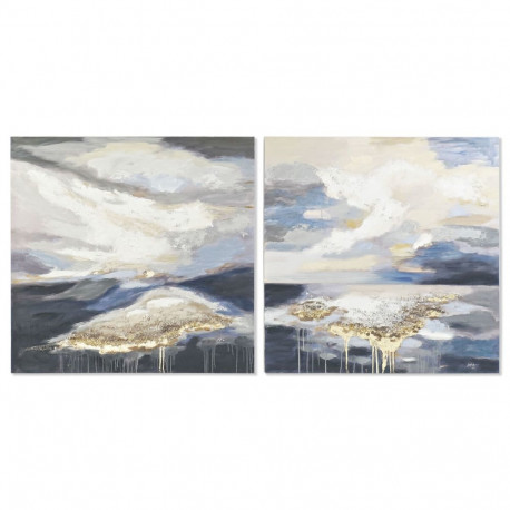 Maal DKD Home Decor 100 x 3,5 x 100 cm Abstraktne Kaasaegne (2 Ühikut)