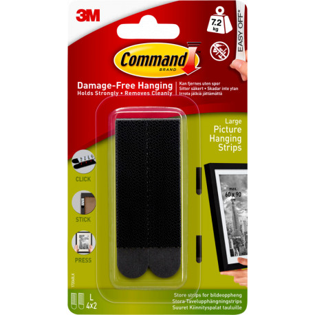 3M hanging strips Command L 4x2pcs (17206BLKUKN)