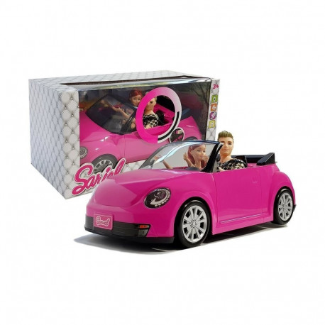 Lalka Samochód Auto Coupe Lalki Dźwięk Światła 43 cm Różowy