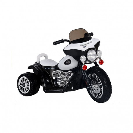 Laste kolmerattaline politsei akumootorratas JT568 LED-tulega, must