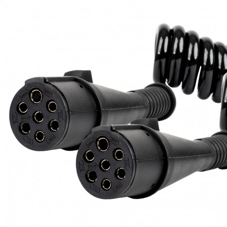 Przewód spiralny naczepy tir 2x 7 pin typ n 5m 24v amio-04380