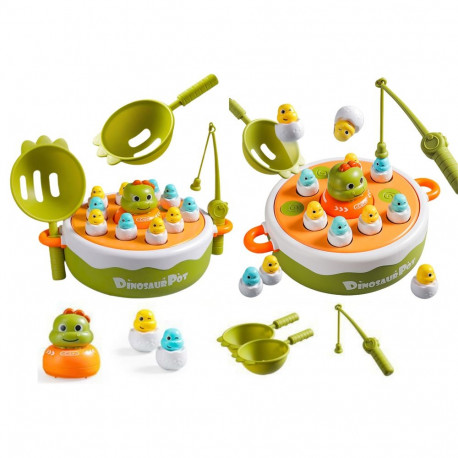 Gra Łowienie Dinozaurów Wędki Przybory Drewniana Zielona