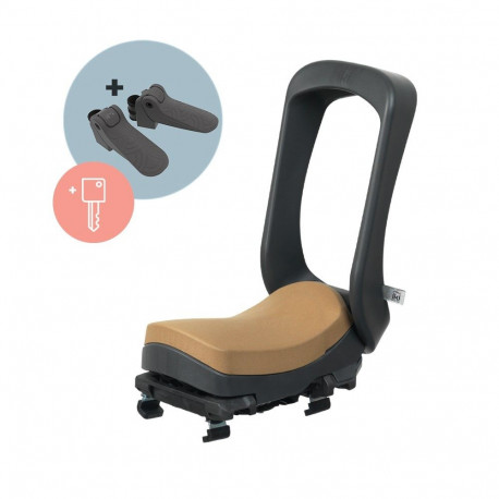 Booster Seat - URBAN IKI Junior Boot Seat Adjustable Footrest, 35 kg Key Lock Black/Brown