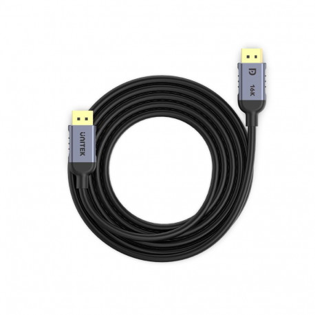 Cable - UNITEK DisplayPort 5m 7680x4320 240Hz Tinned Copper Black Grey