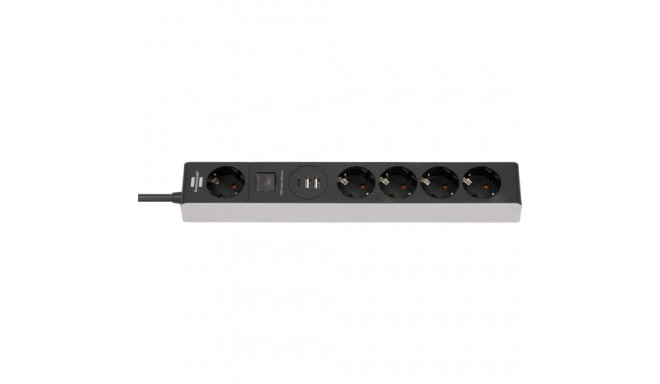 Brennenstuhl 1159780615 power extension 1.5 m 5 AC outlet(s) Indoor Black, Grey