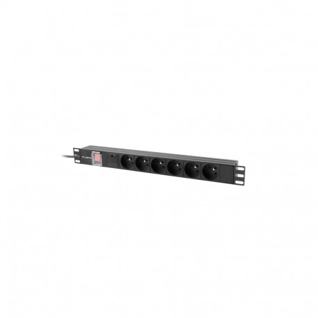 POWER DISTRIBUTION UNIT (PDU) 19" LANBERG 1U 10A 2M 6X FRENCH OUTLETS BLACK C14