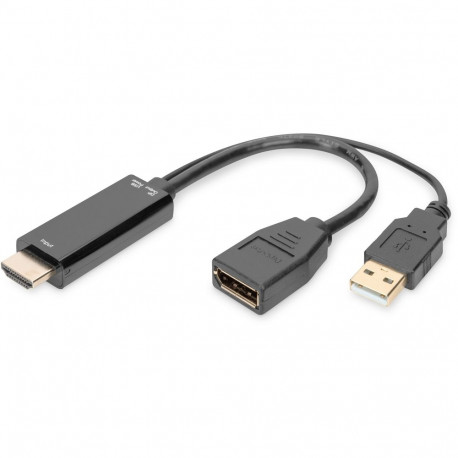 "DIGITUS 4K HDMI Adapter - HDMI auf DisplayPort 0,2m schwarz"