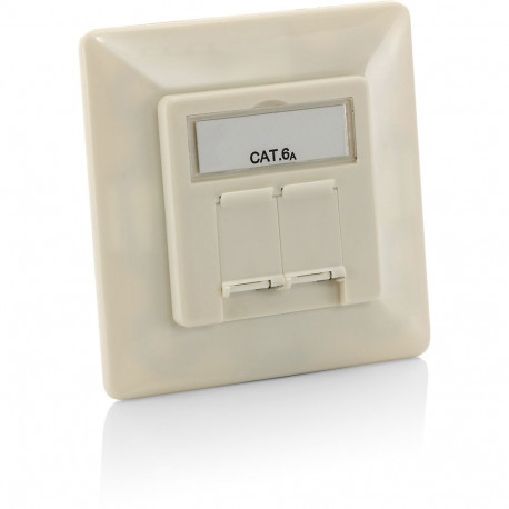"Equip Aufputz Frontplatte Cat6A 2x RJ45 RAL 1013 Perlweiß"